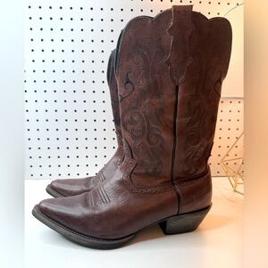 Brown Leather Western Mid-Calf Cowboy Boots